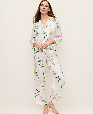 Ann Taylor Floral Satin Pajama Set