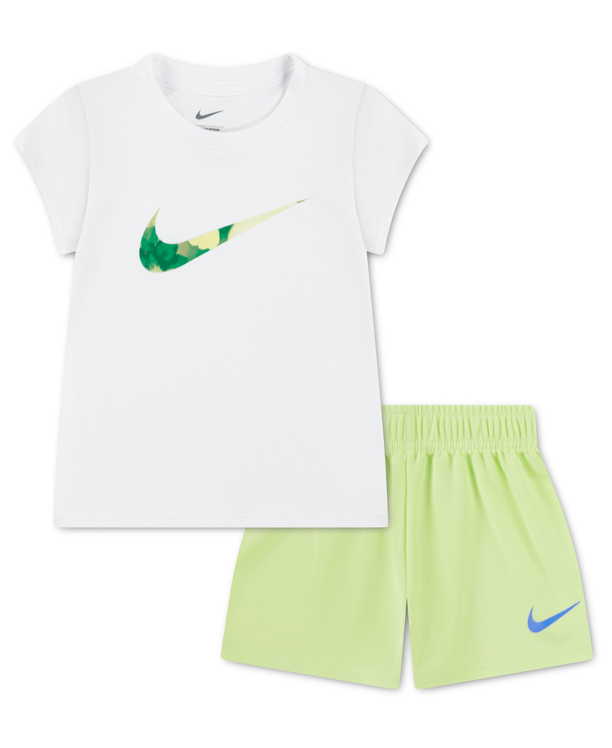Girls' Toddler 2T-4T Move with Nature Crewneck T-Shirt and Mesh Shorts, 2-Piece Set - Light Liquid Lime