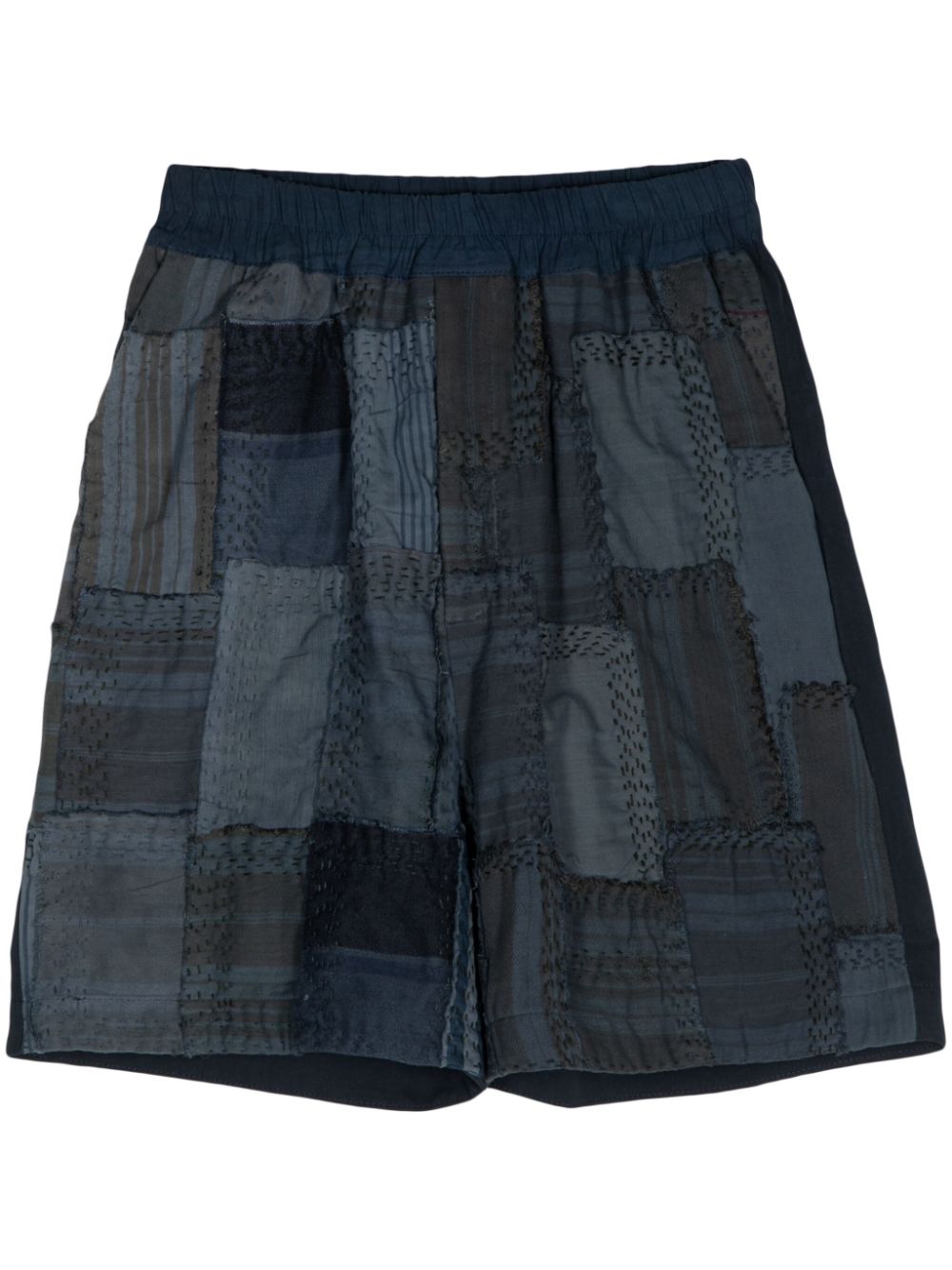 Patchwork cotton bermuda shorts - Blue
