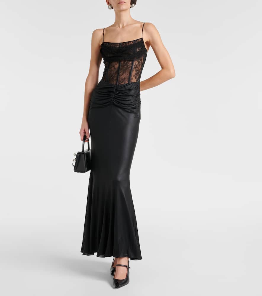 Laminated jersey maxi dress