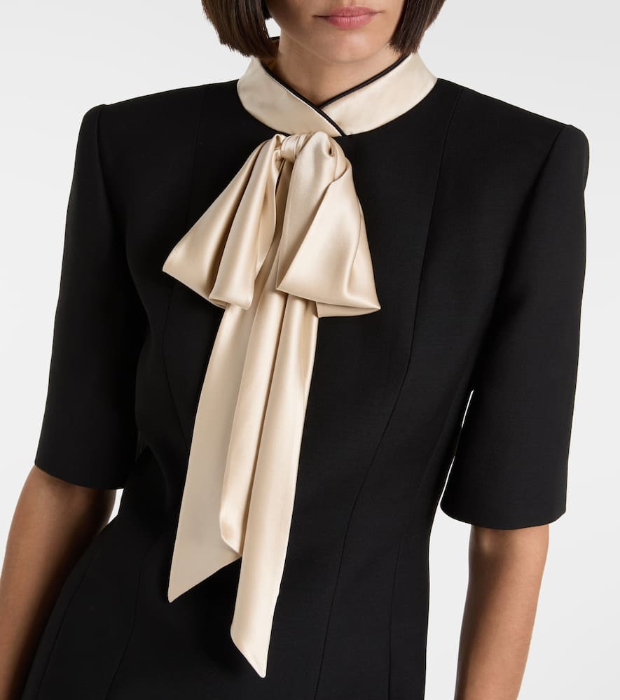 Bow-detail wool and silk minidress