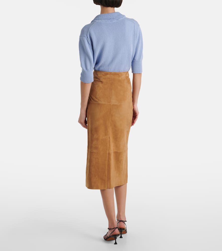 Leather midi skirt