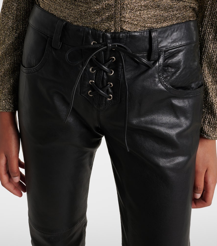 Vanel leather straight pants