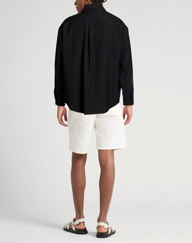Man Shirt Black Size L Polyester, Wool, Elastane