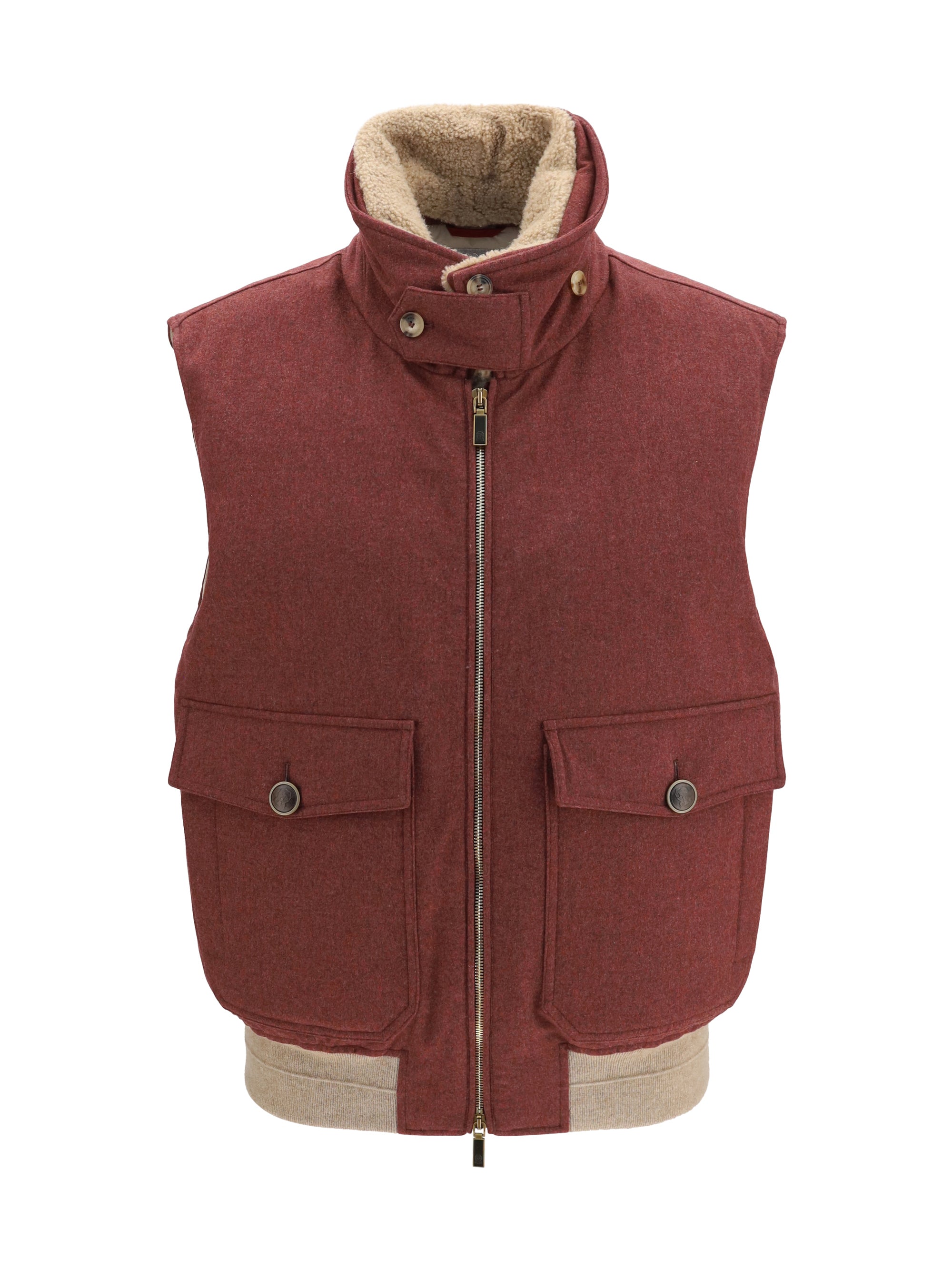Wool Padded Vest — Red