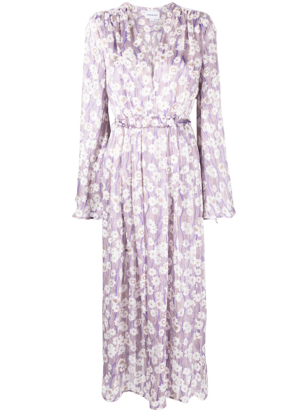 Floral-print midi dress - Purple