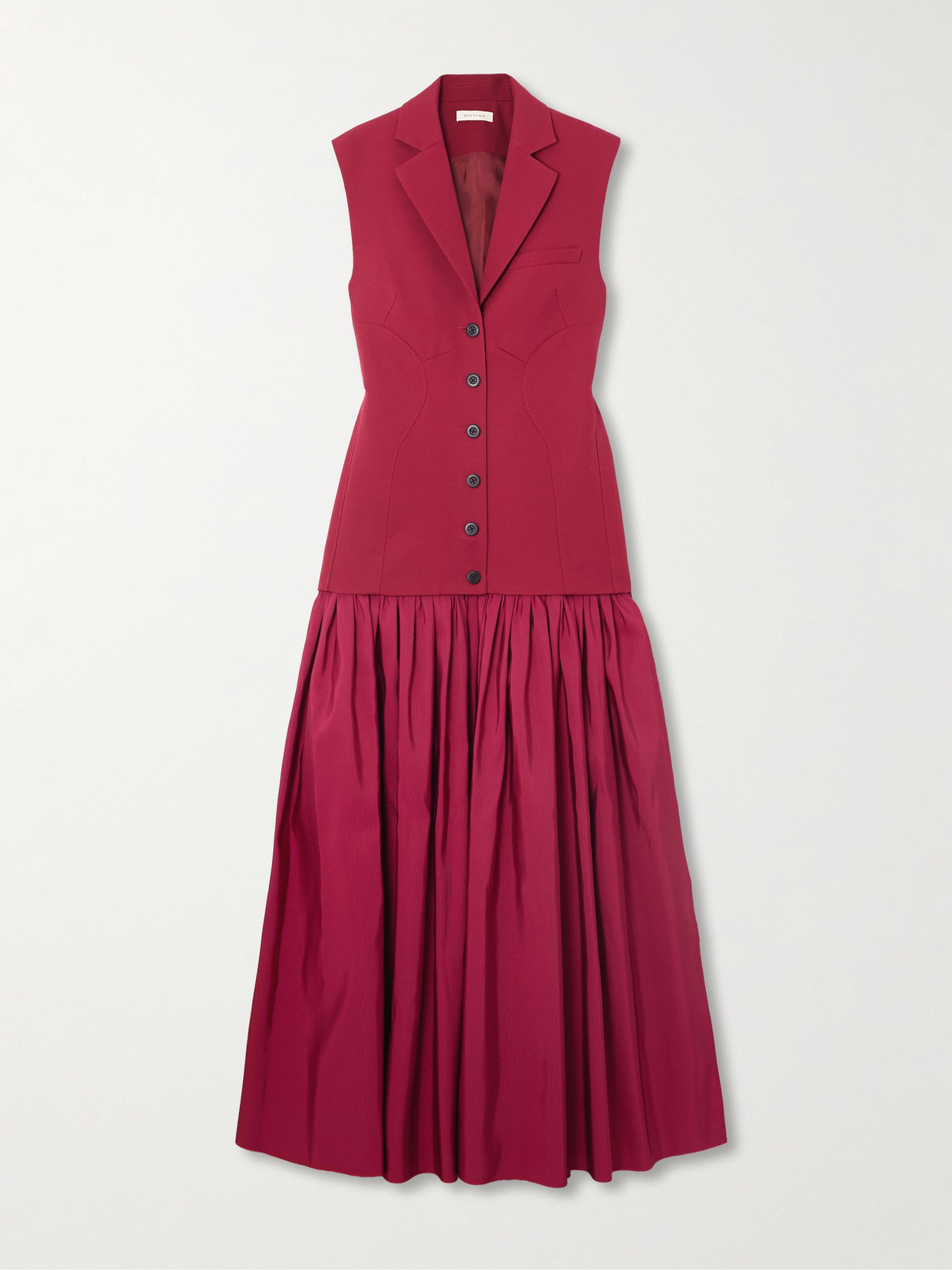 Convertible Wool-twill And Silk-faille Maxi Dress - Red
