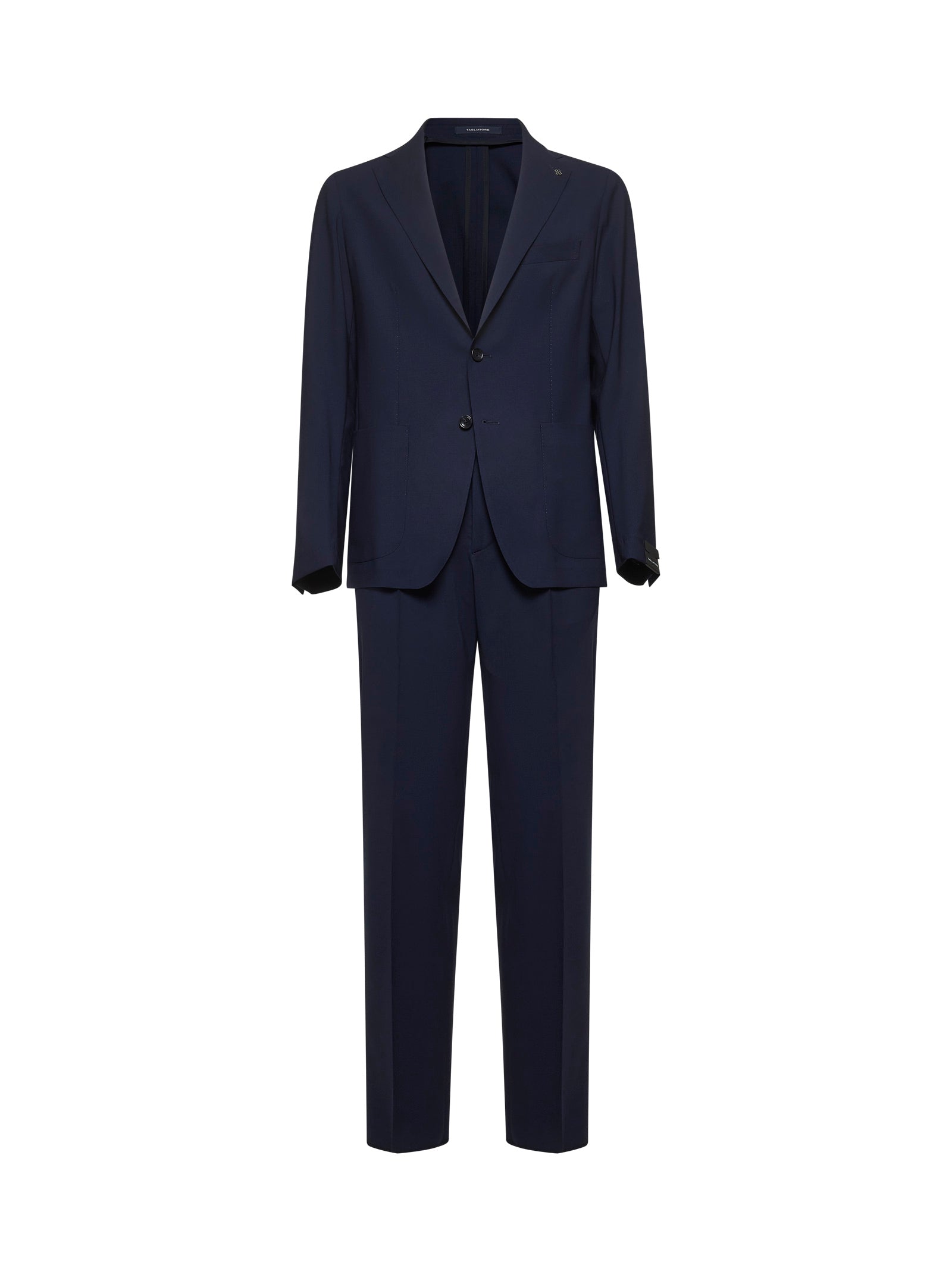 Virgin Wool Stretch Pant Suit — Navy