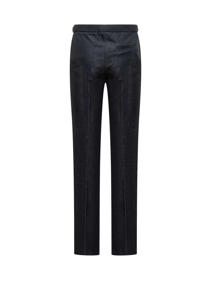 Blue Straight Flat Front Pants