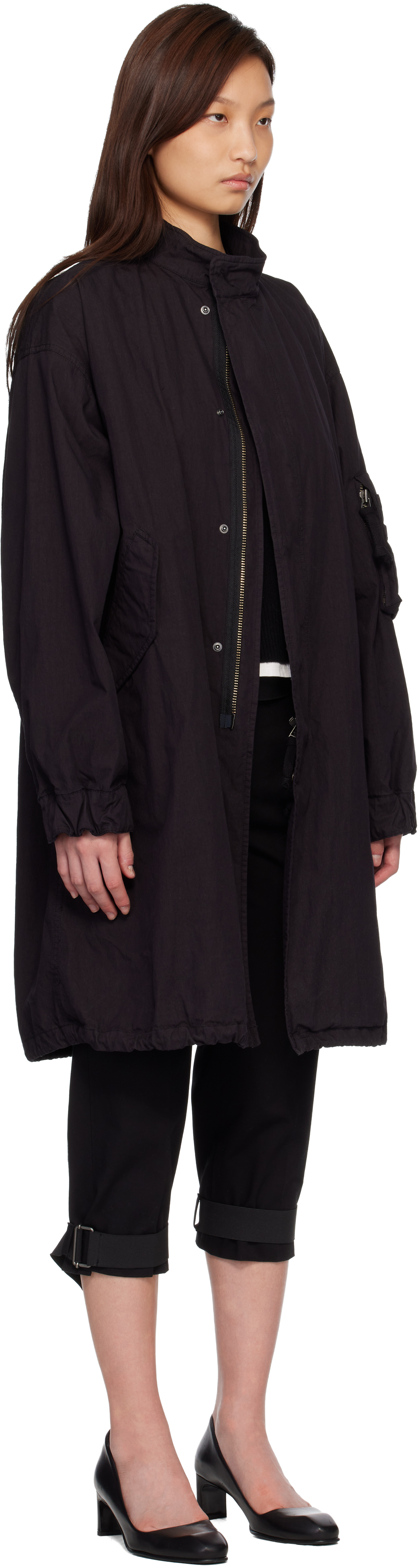 Black Garment Dyed Fishtail Parka