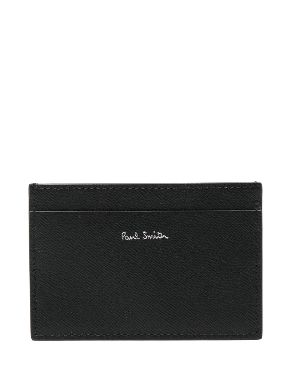 Mini-print leather cardholder - Black