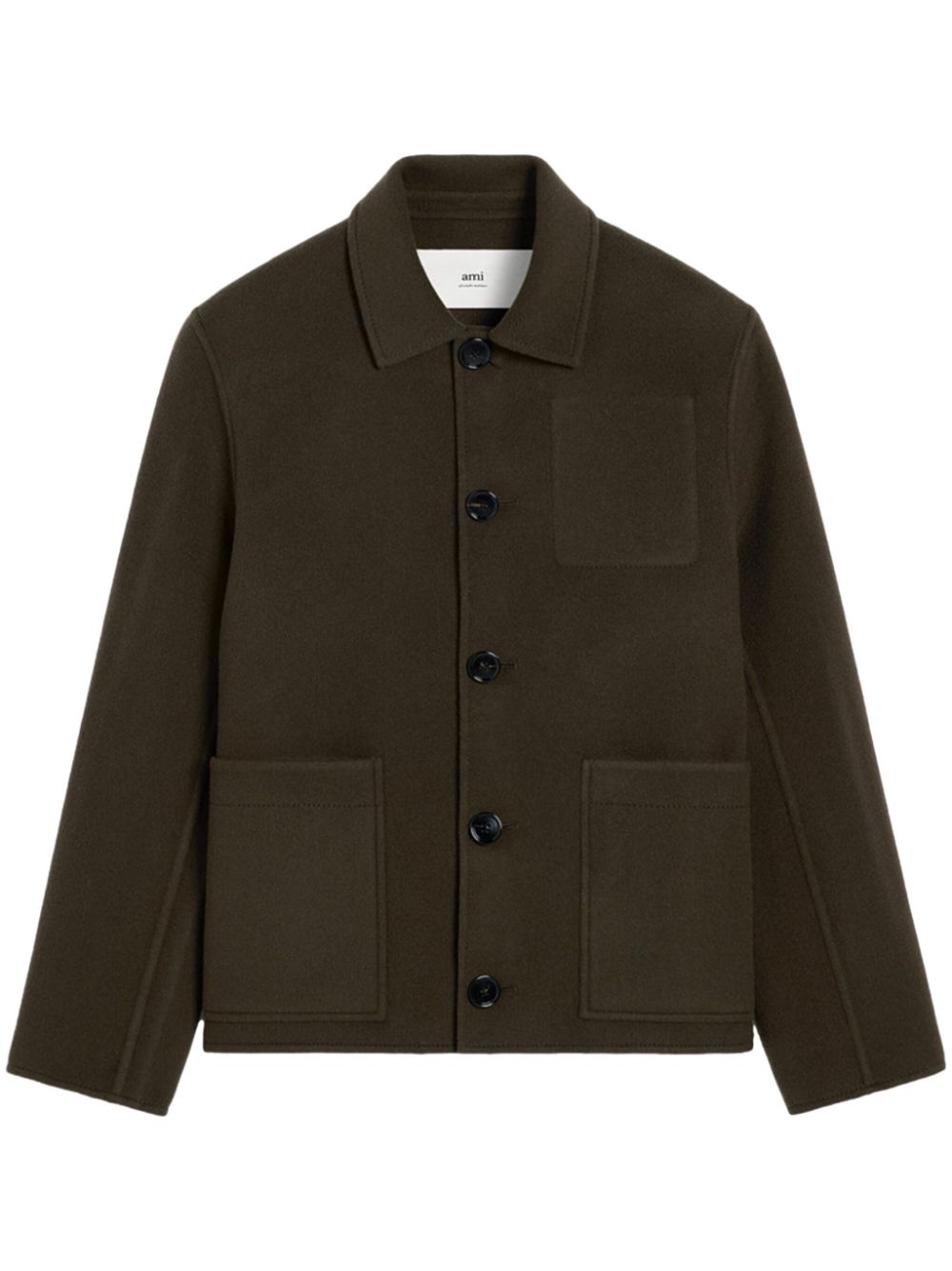 Boxy wool-cashmere blend jacket - Brown