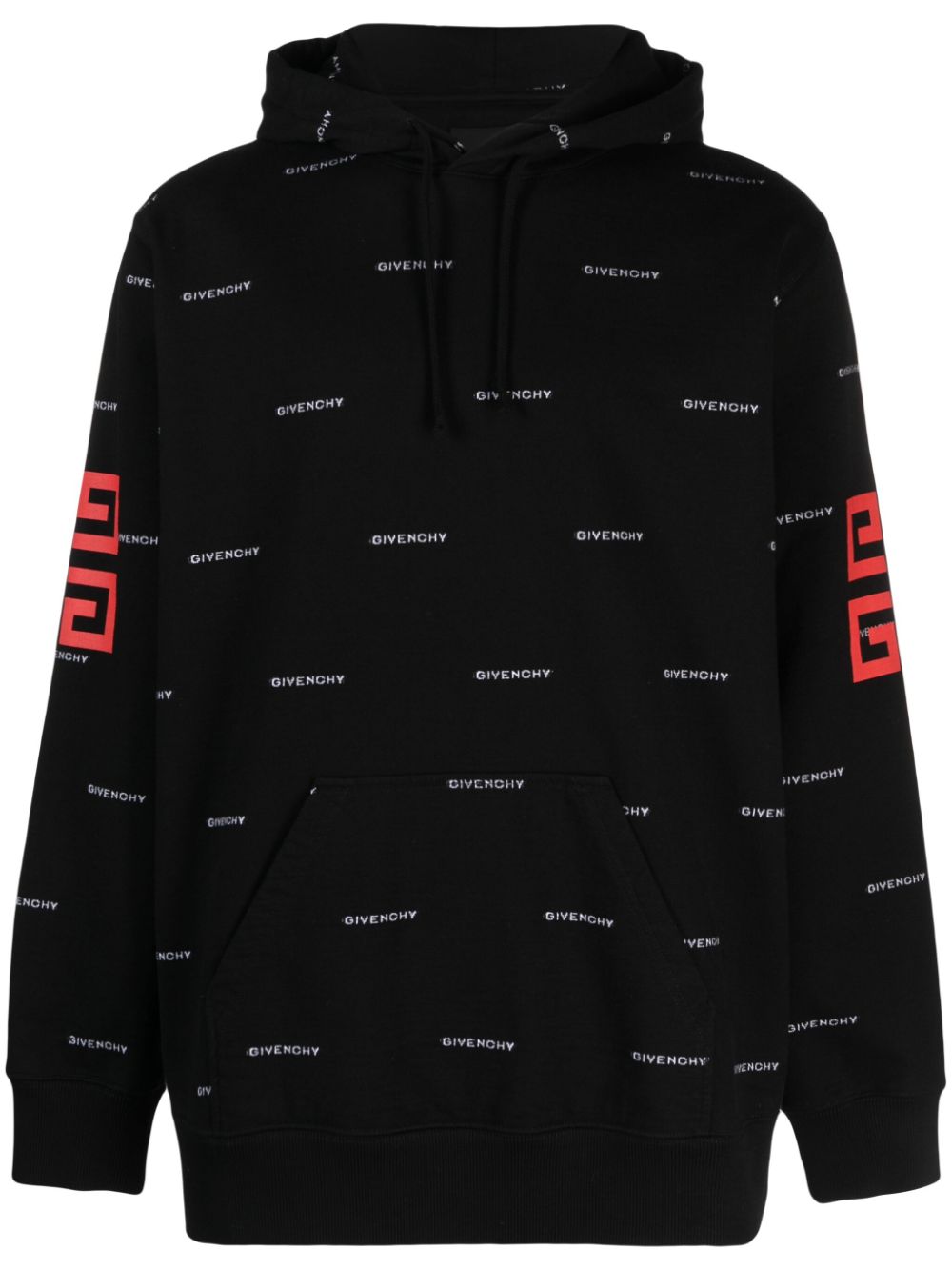 4G-print cotton hoodie - Black