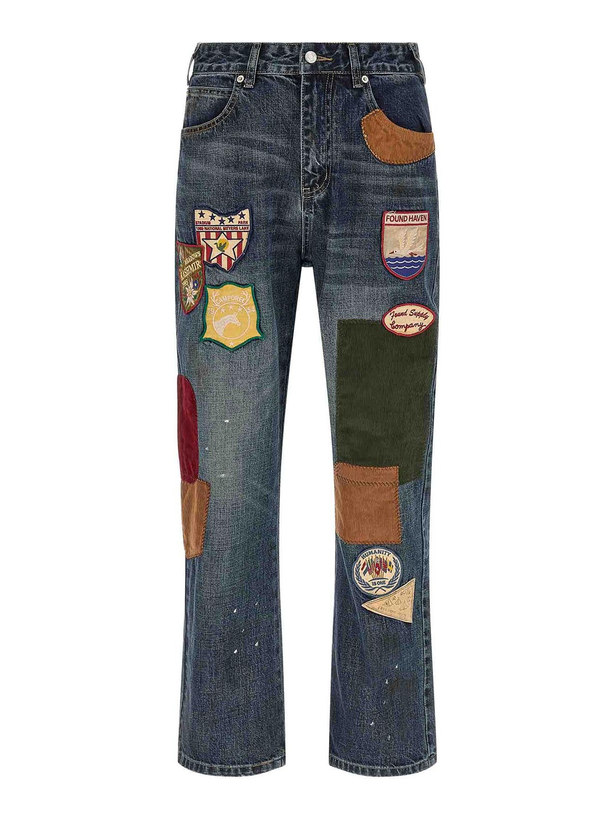 Patchwork Jeans Blue Cotton - Men