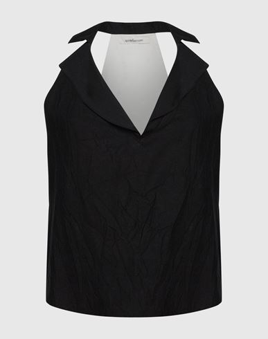Woman Tank top Black Size 8 Cotton, Linen