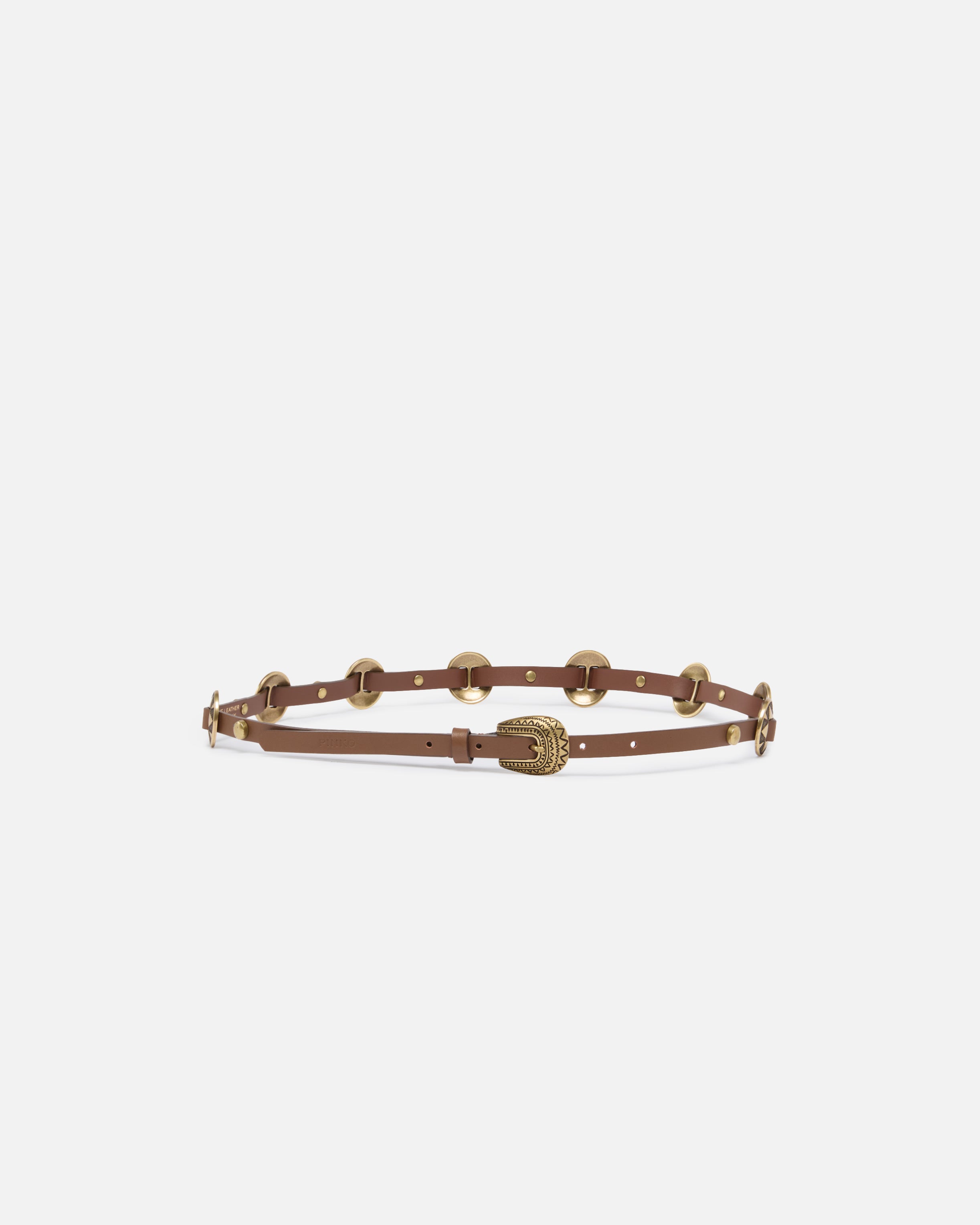 Thin belt with engraved metal plates 1cm - L