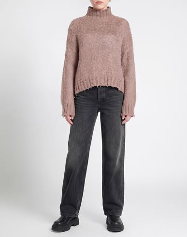 Woman Turtleneck Taupe Size M Silk