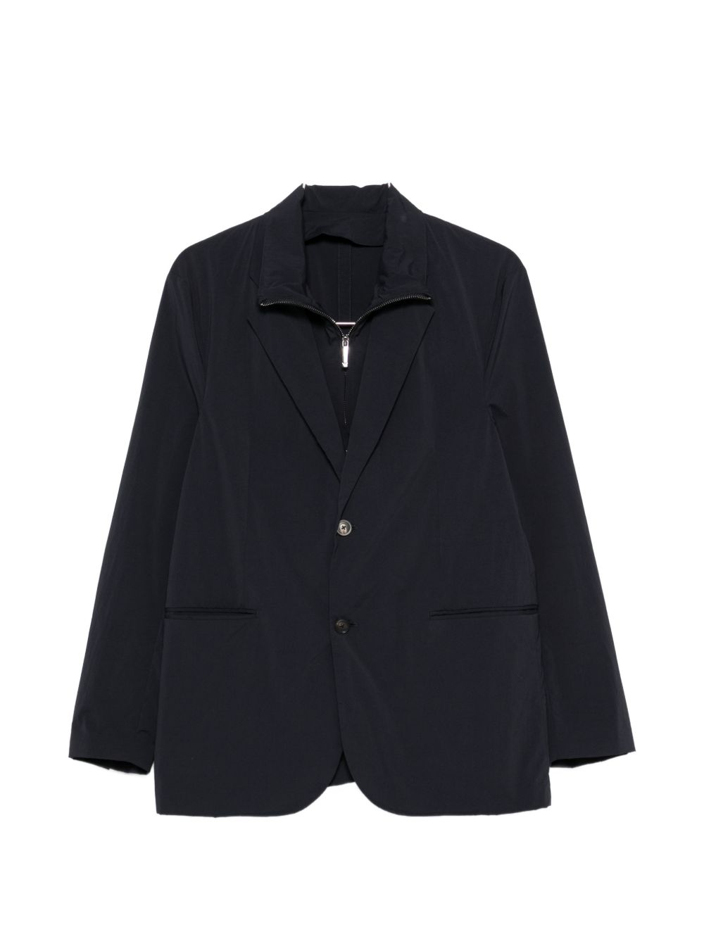 Single-Breasted Notched-Lapel Blazer — Navy