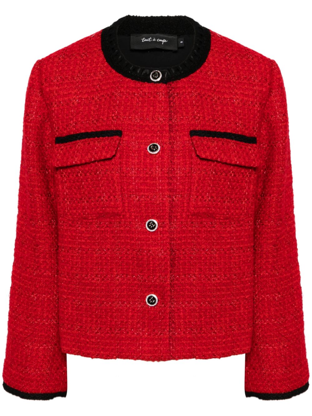 Contrast-trim tweed jacket - Red