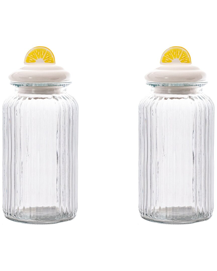 11 Strawberry Street Set Of 2 Figural Knob Glass Canisters