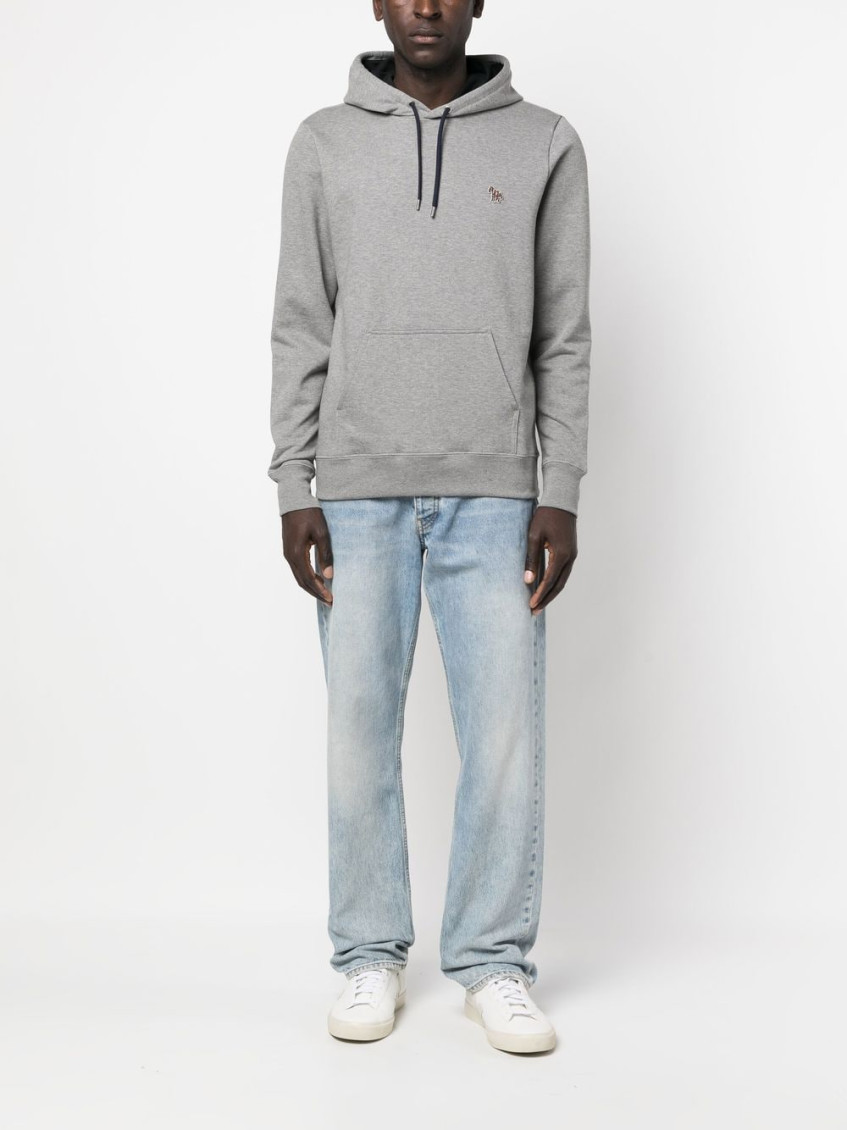 Grey Zebra logo cotton hoodie