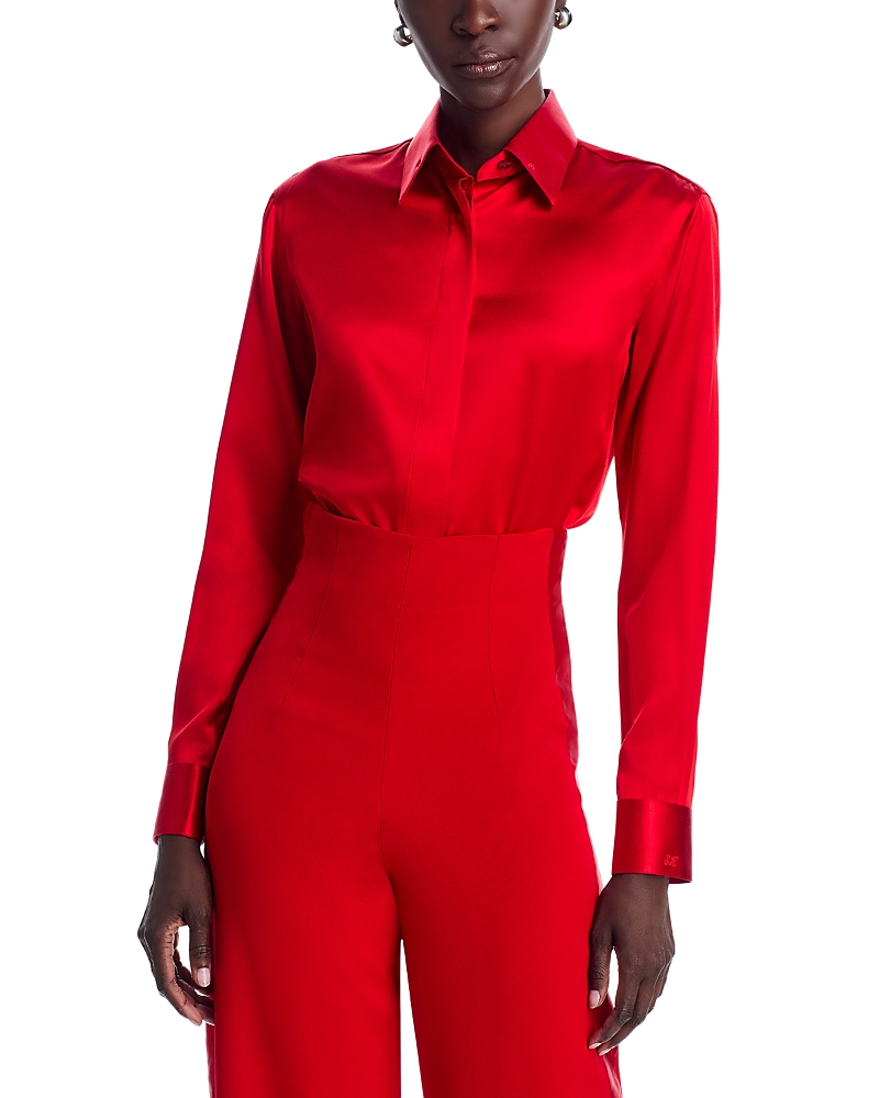 Button Front Silk Blouse