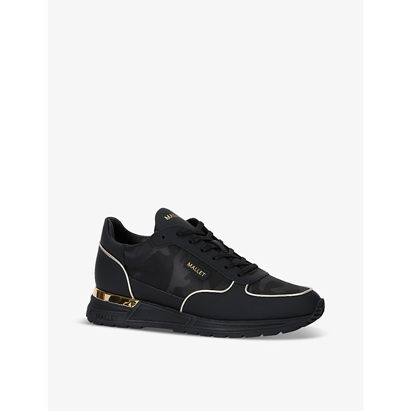 Mens Black/comb Popham Leather and Mesh Low-top Trainers