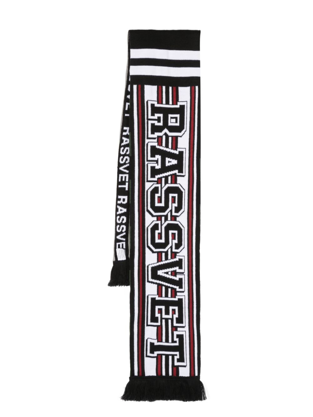 Striped intarsia-knit fringed scarf - Green