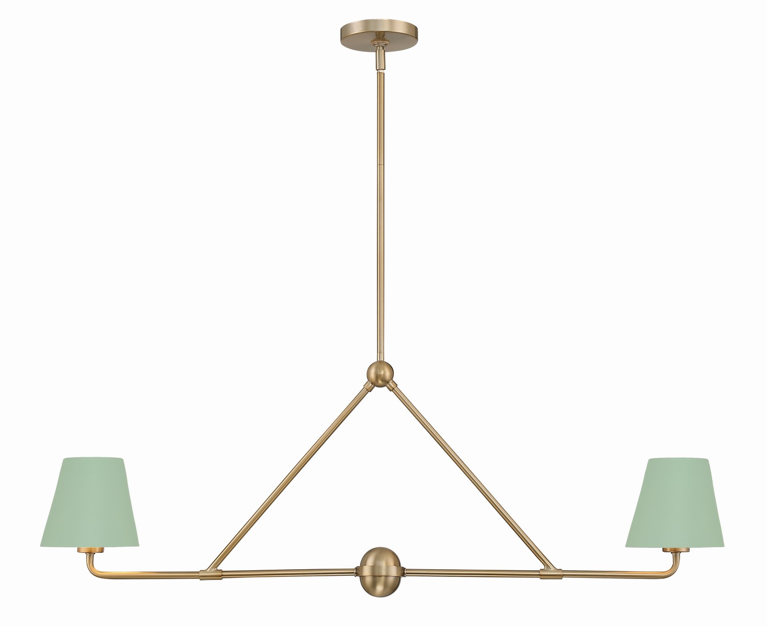 Xavier 2-Light Chandelier in Vibrant Gold with Green