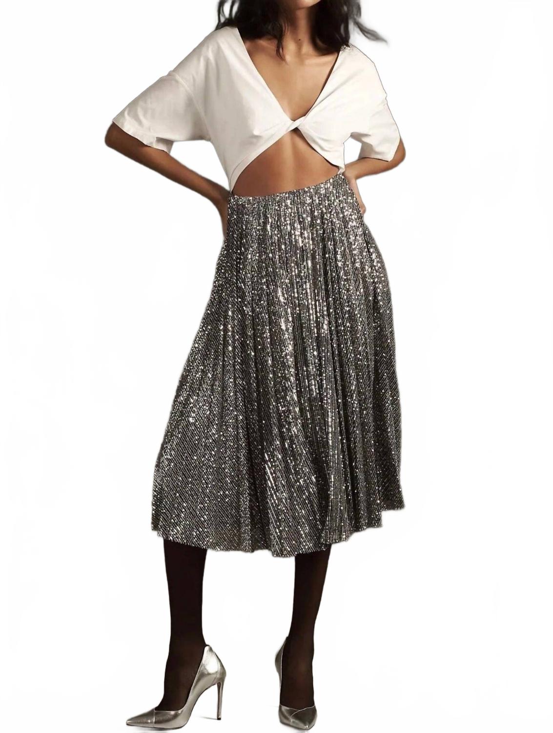 Sequin Twofer Midi Dress In Multi