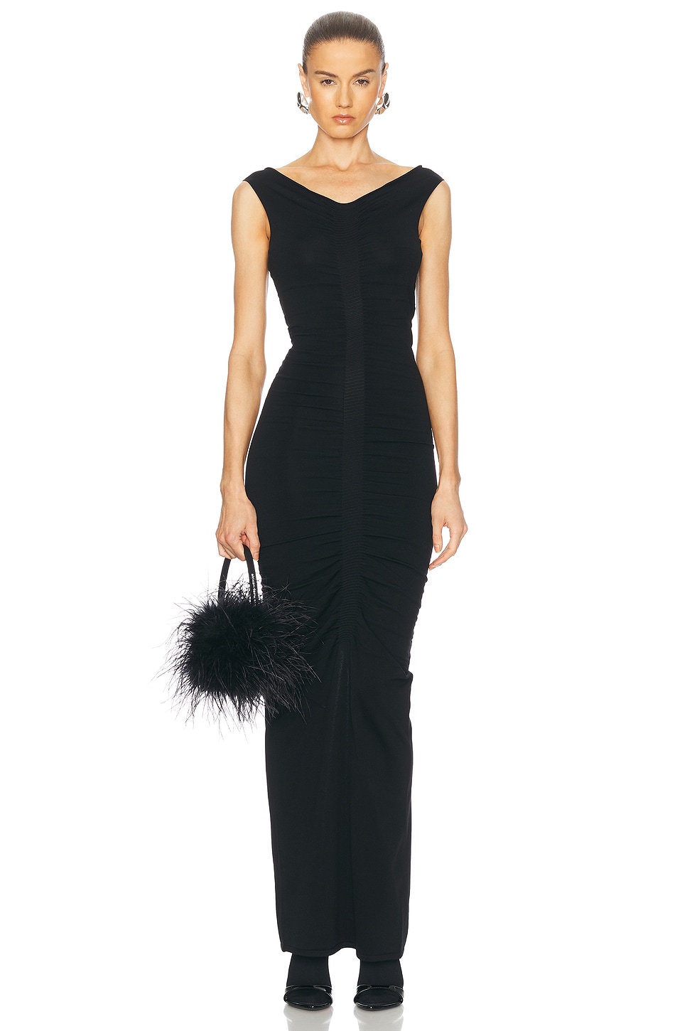 Alexander Wang Ruched Maxi Dress in Black - Black.  XS also in