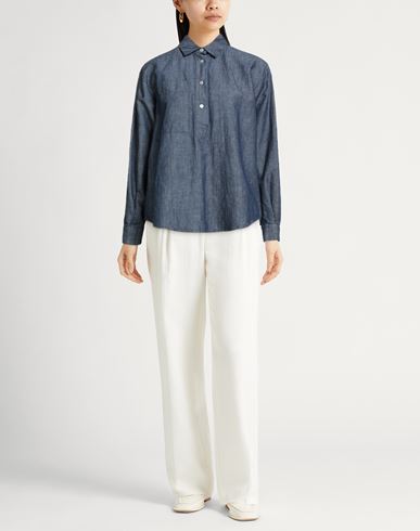 Woman Top Slate blue Size 8 Cotton, Linen