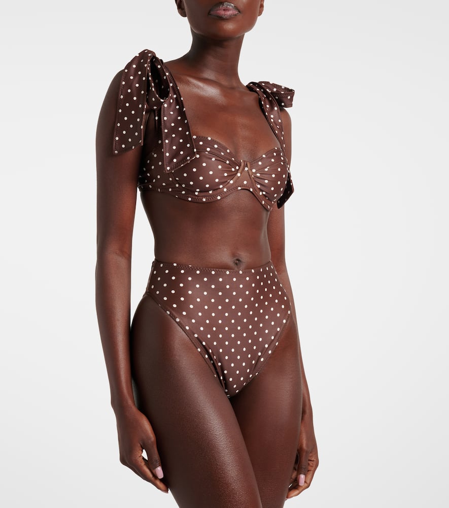 Polka-dot high-rise bikini bottoms