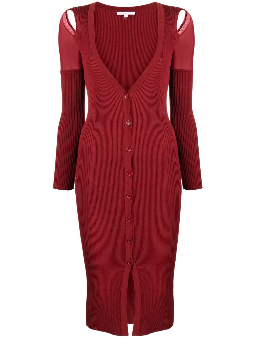 Ribbed-knit cardigan dress - Red