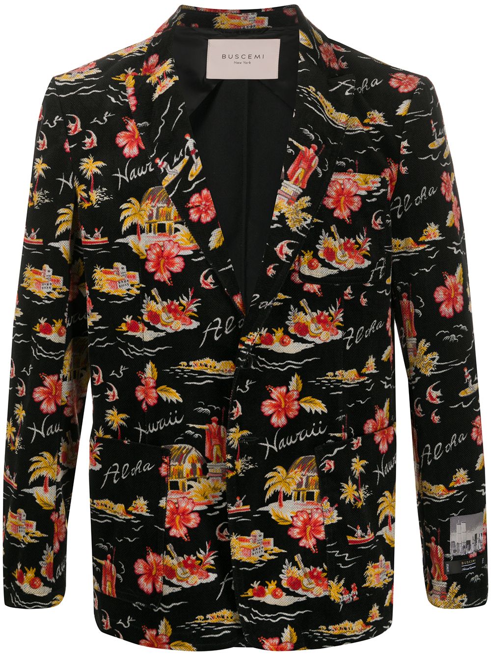 Long sleeve floral pattern blazer - Black