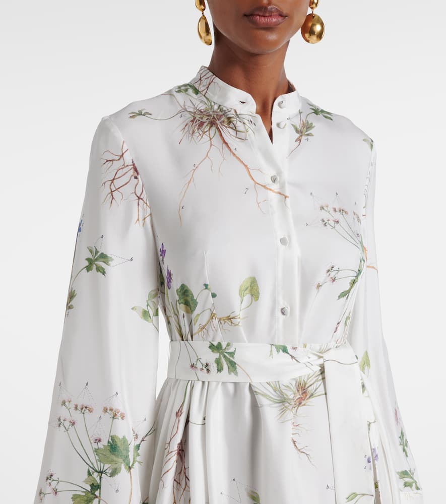 Floral printed silk midi dress