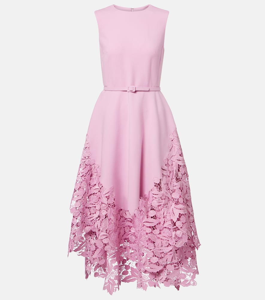 Wool-blend and lace cocktail dress