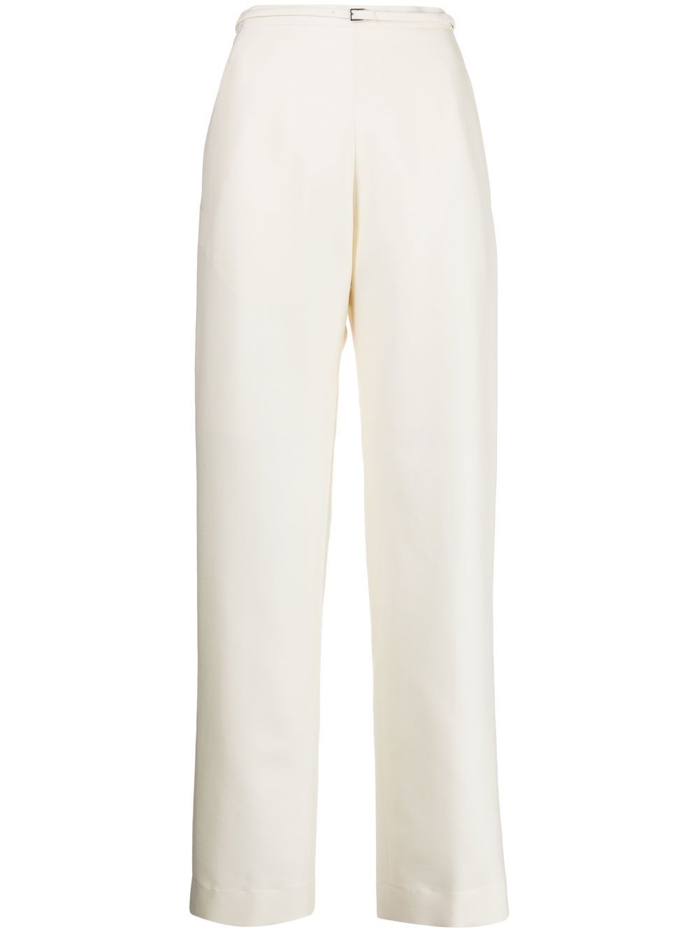 Wide-leg wool-silk trousers - White