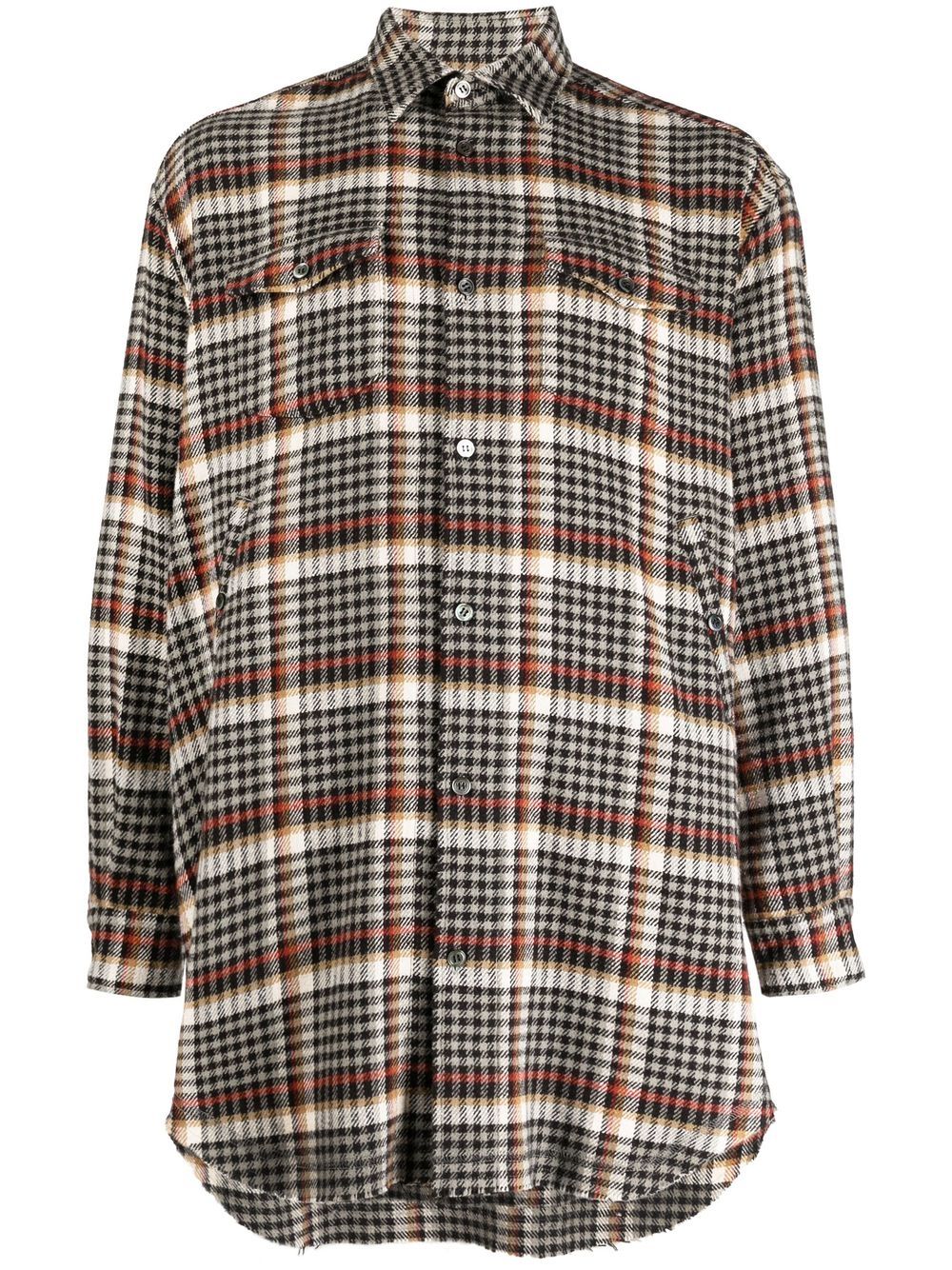 Check-pattern button-up shirt - Green