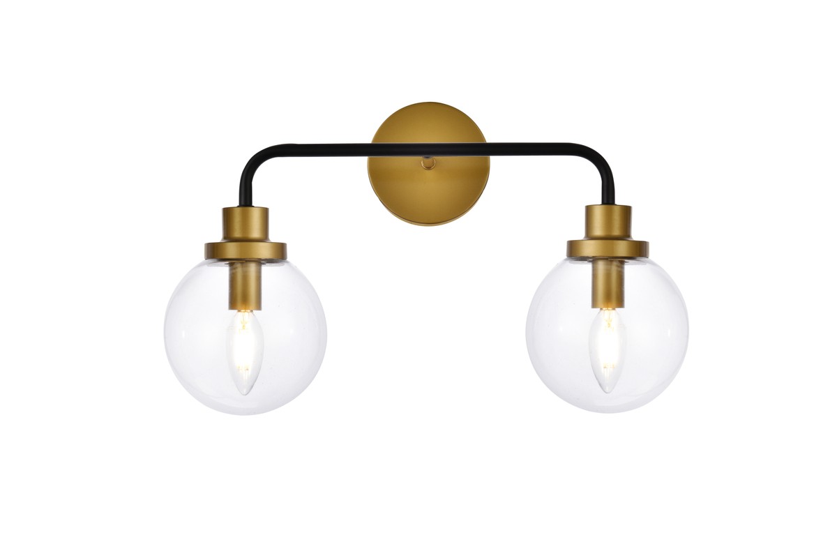 Black and Brass Two Light Bath from the Hanson Collection