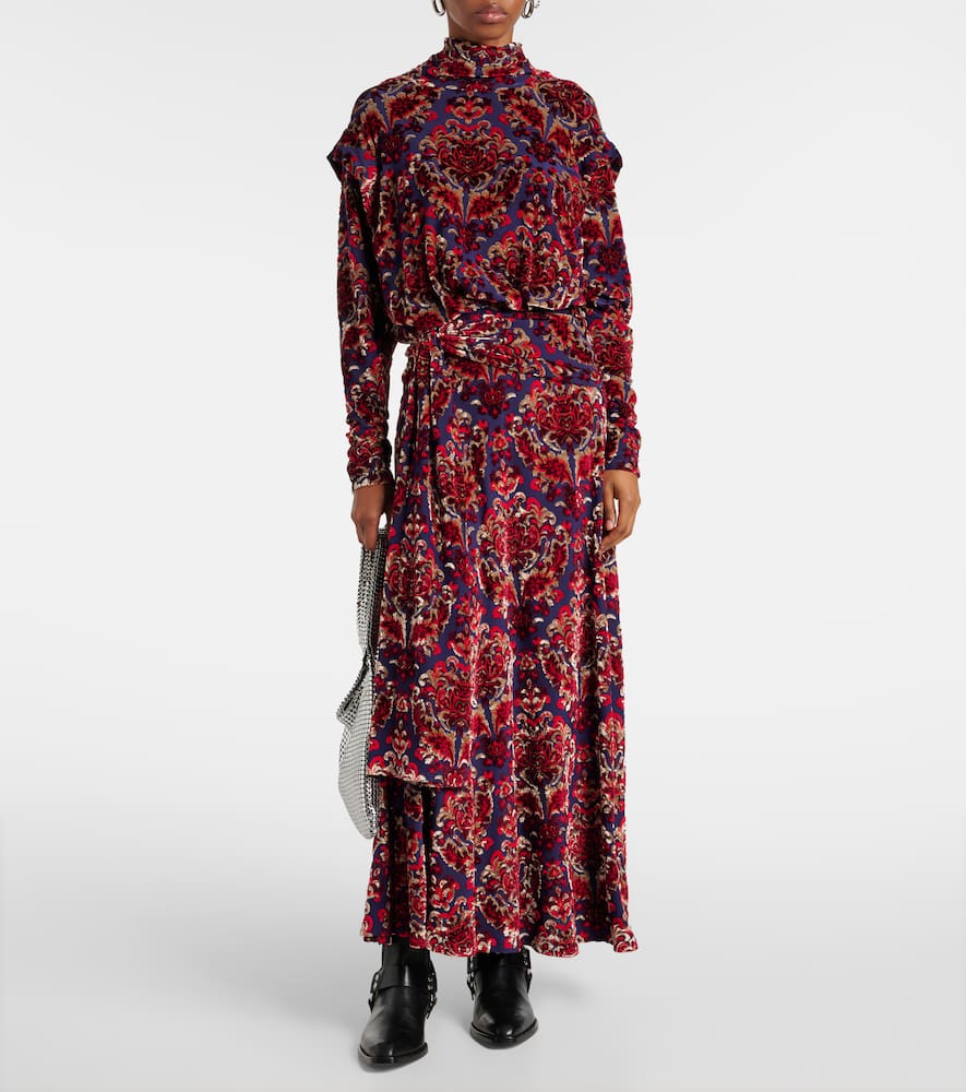 Draped jacquard maxi dress