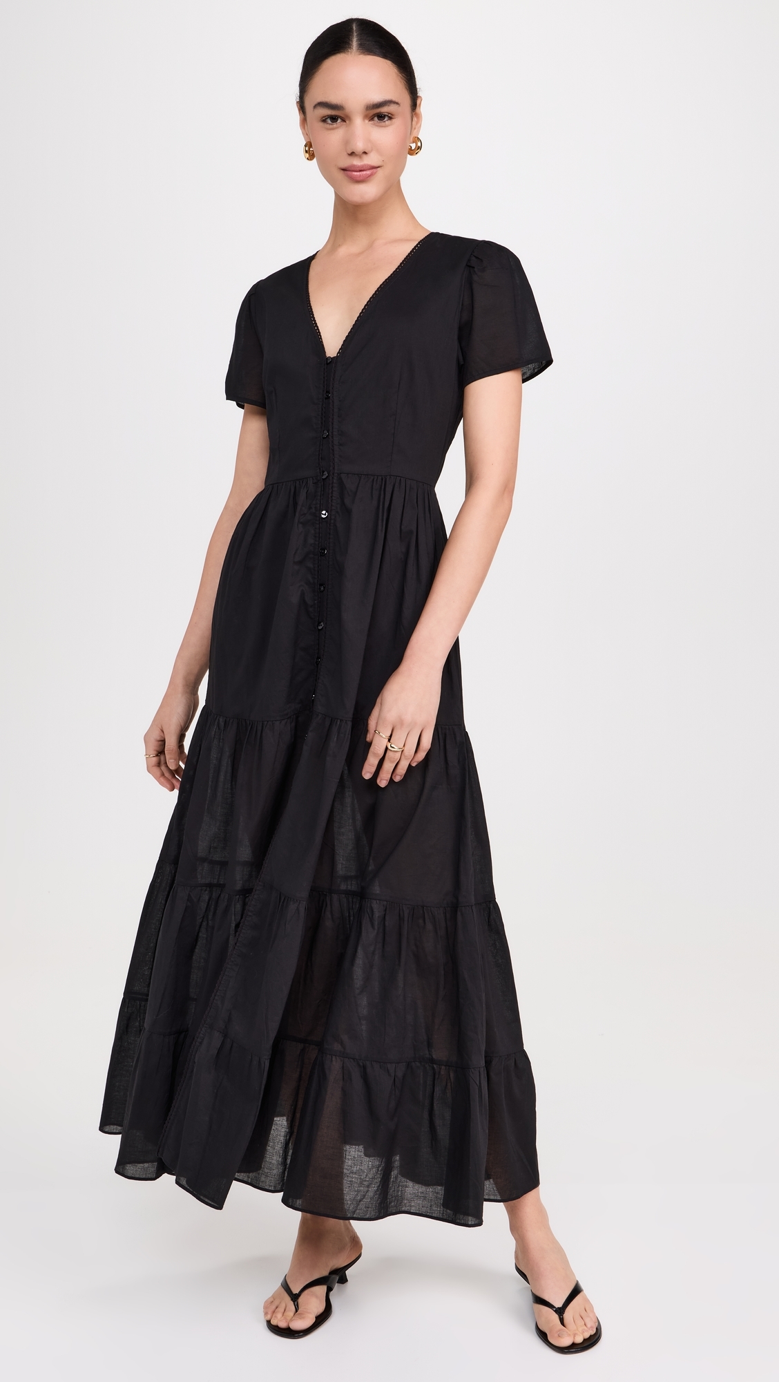 Button Maxi Dress Black