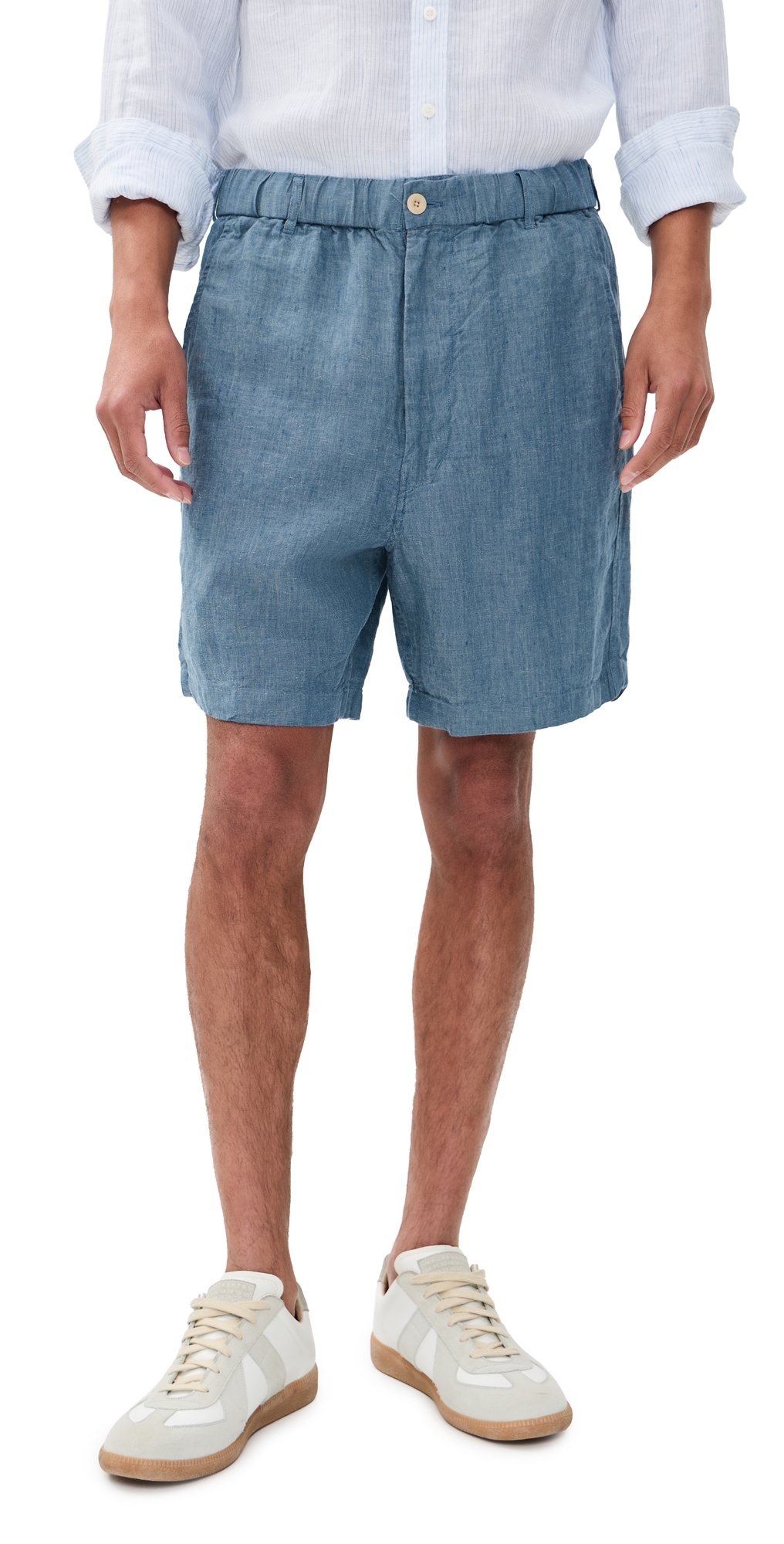 Linen Pull On Shorts Light Chambray