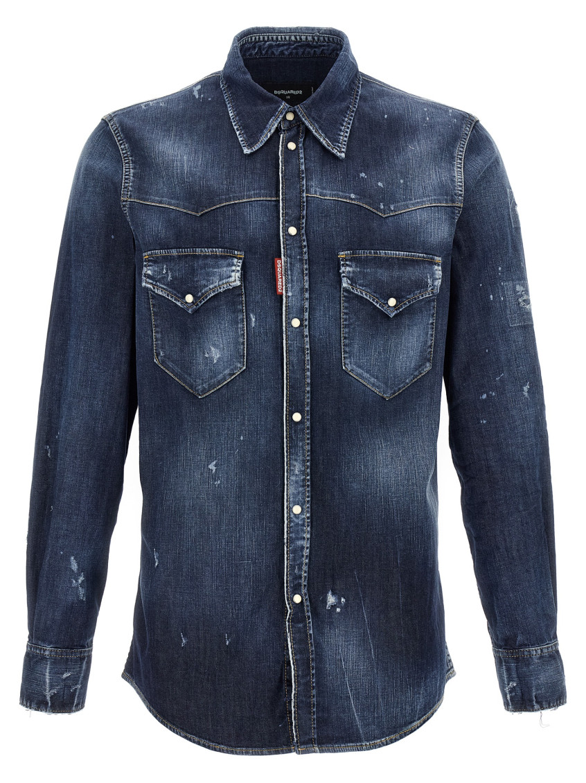 Western-style denim shirt - Blue