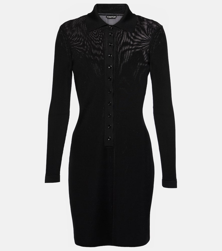 Ribbed-knit polo dress