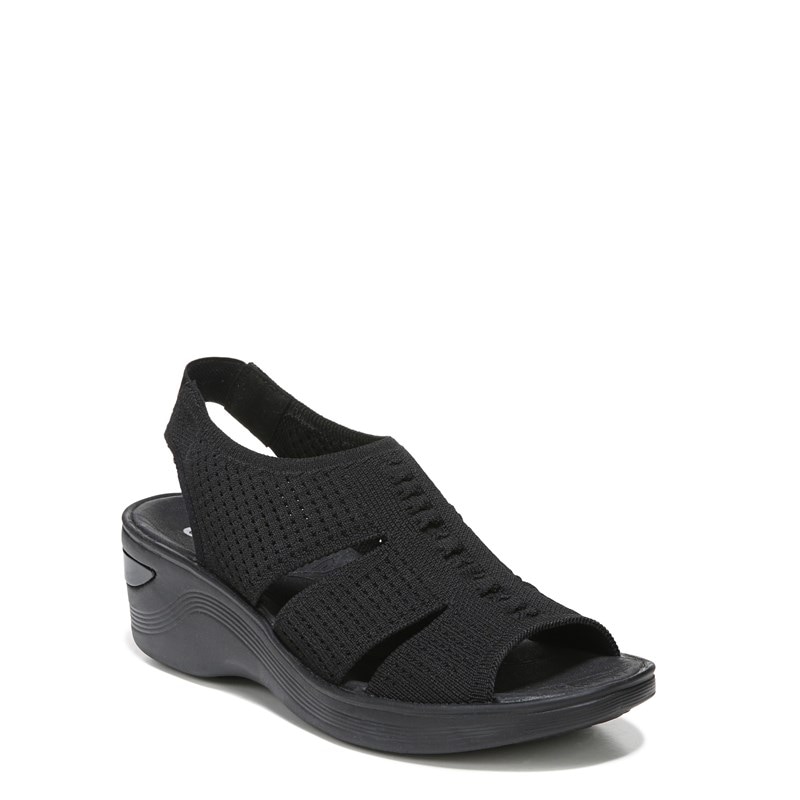 Women's Double Up Slingback Wedge Sandals (Black Knit)