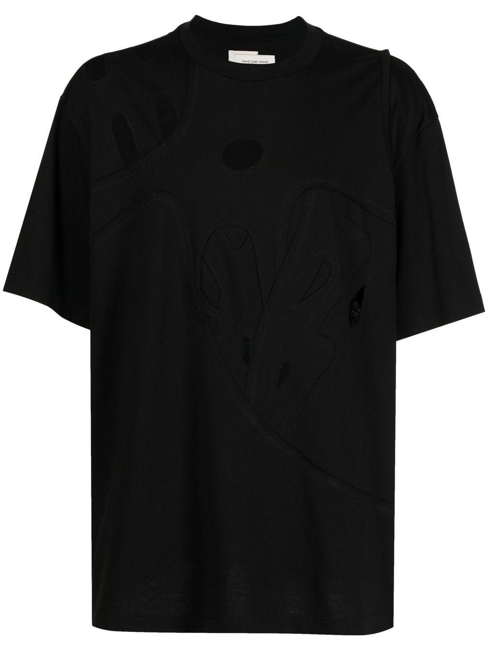 Cut-out detail cotton T-shirt - Black