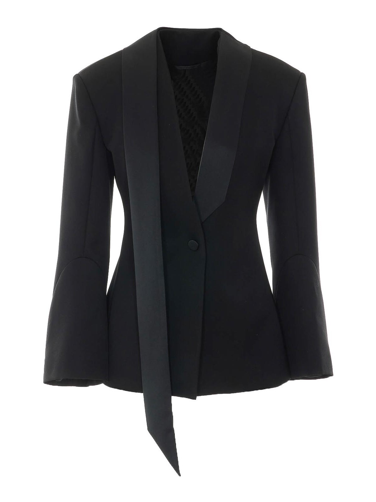 The Attico - long sleeve jacket tailored fit satin lape