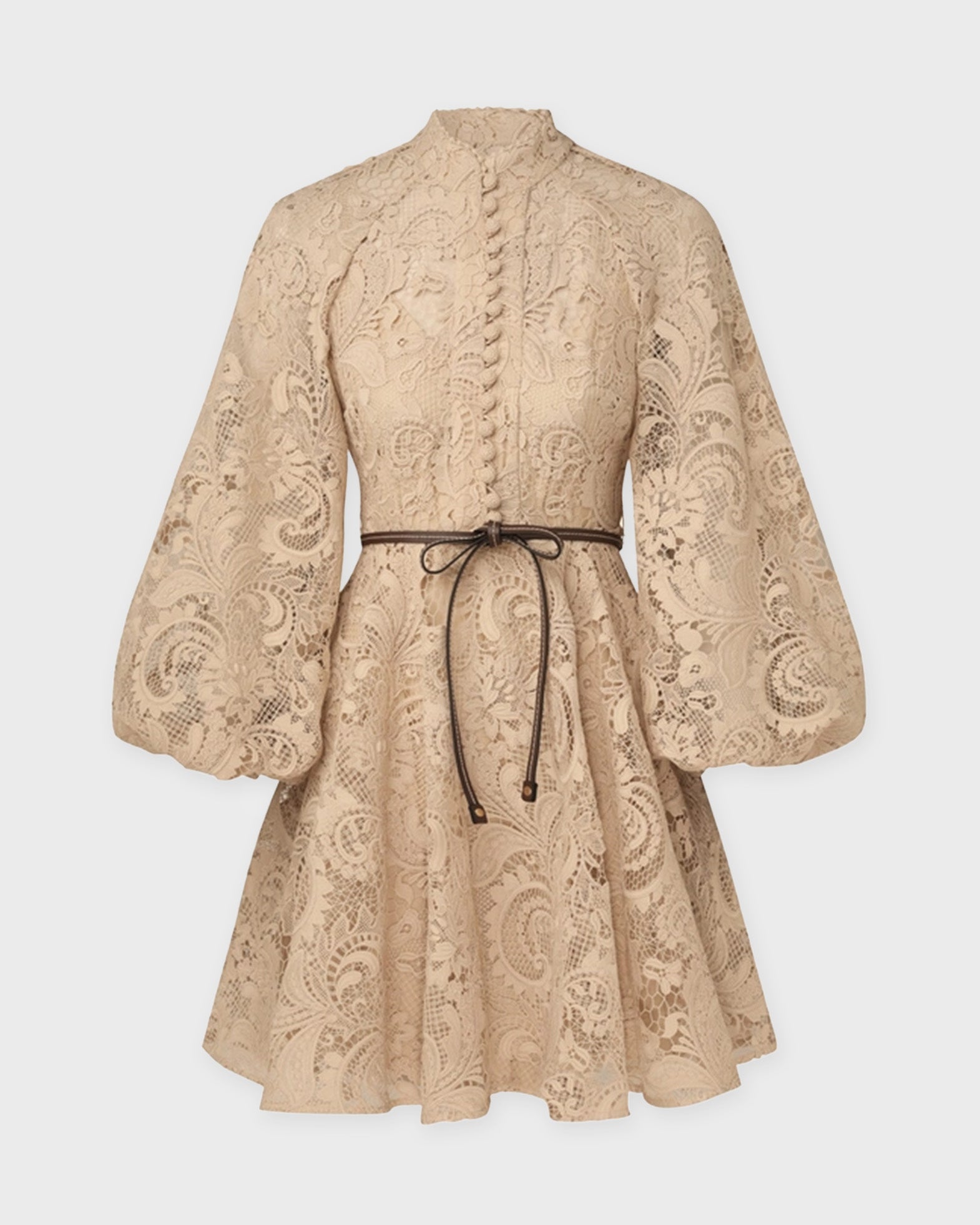 Zimmermann Dress Waverly Lace Mini Taupe 1