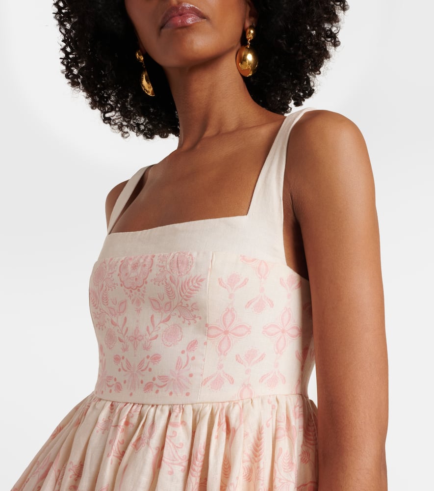 Hierbabuena Floritura linen minidress